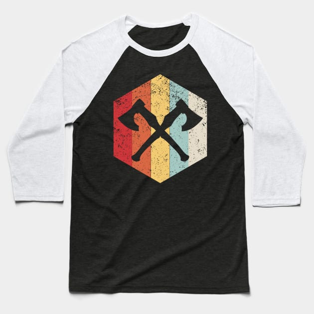 Retro Axe Throwing Baseball T-Shirt by LetsBeginDesigns